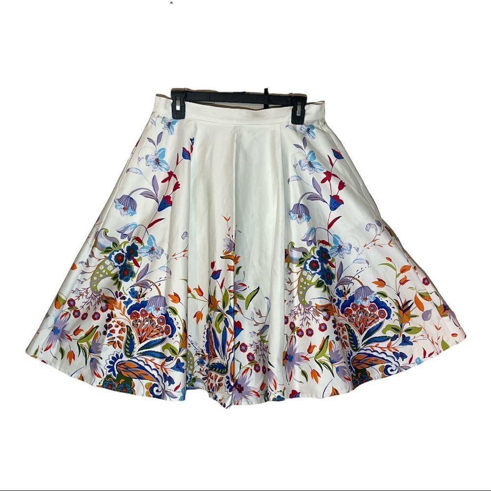 Vintage Petrune of Ithaca White Floral Circle Skirt New With Tags Large L Rare
